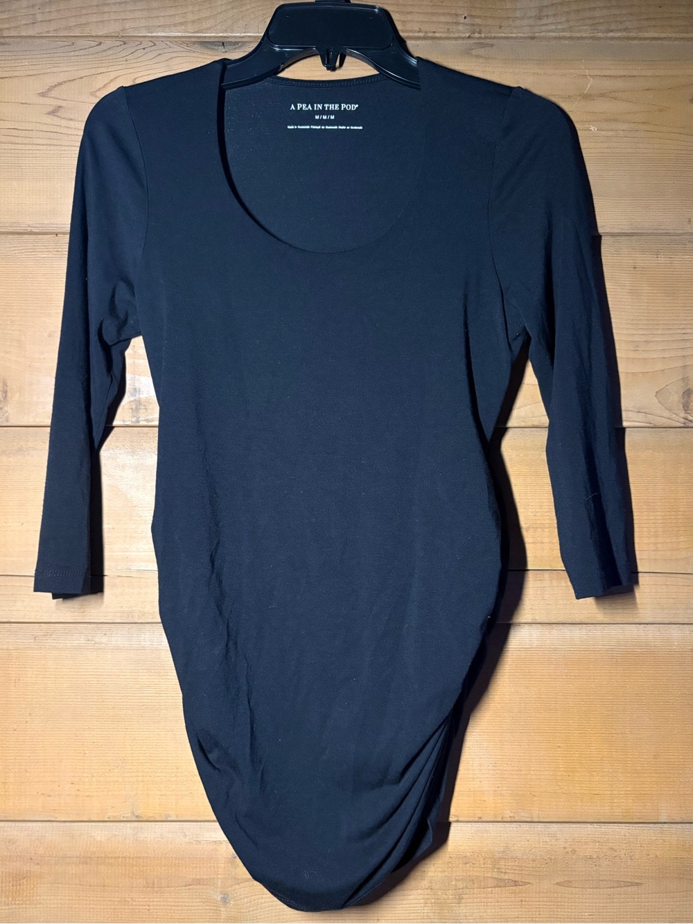 A Pea in the Pod Maternity Top Black Basic Tunic 3/4 Sleeves